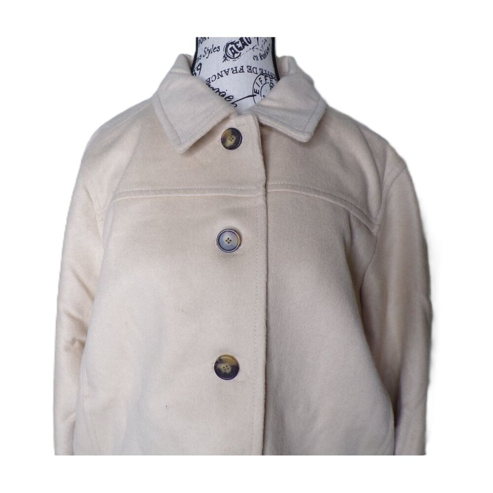 🆕ANN TAYLOR Fringe Bomber Jacket Wool Blend Lined Beige Medium - Picture 5 of 11